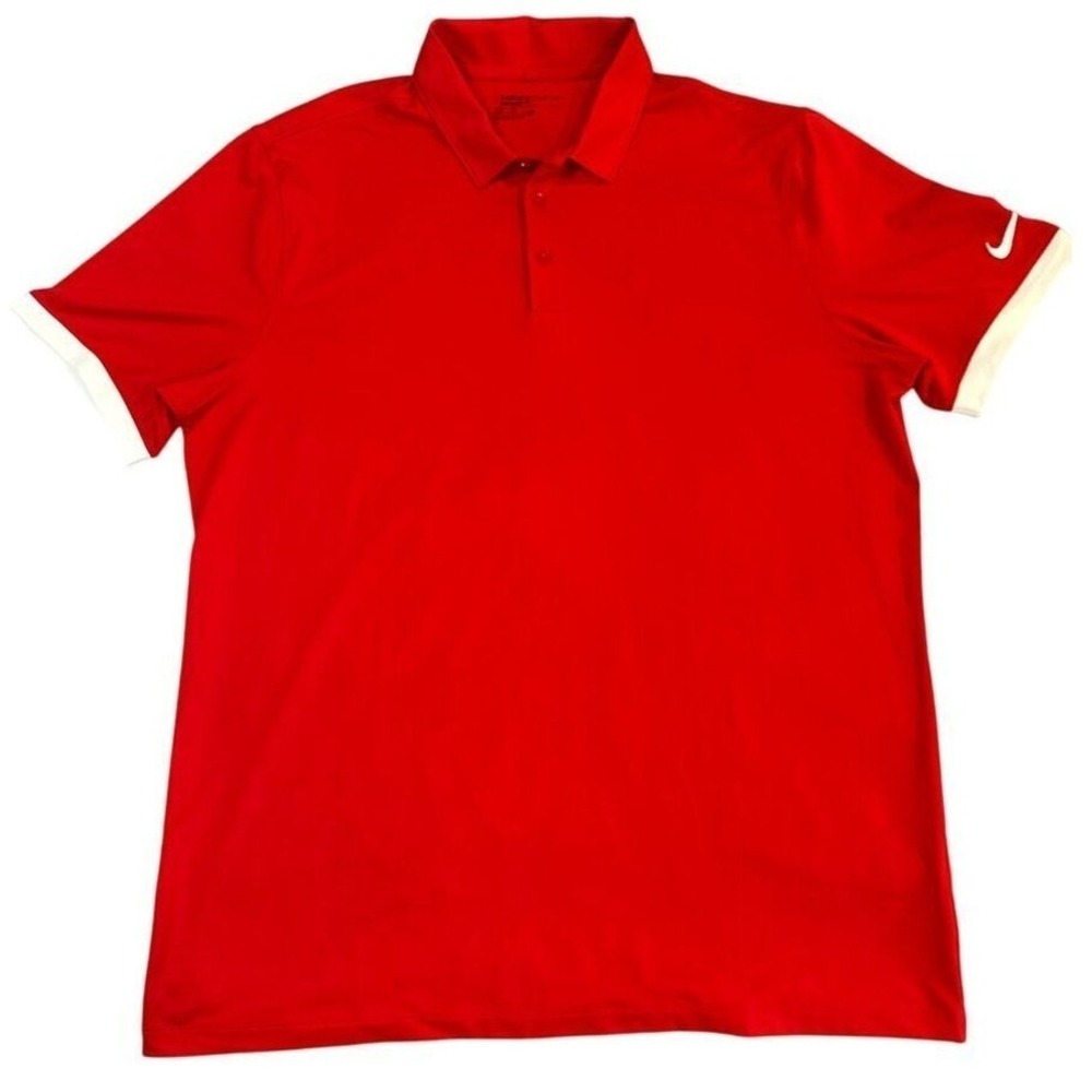 Nike Golf Mens Modern Sporty Polo Shirt Short Sleeve Large Red Dri-Fit Classic